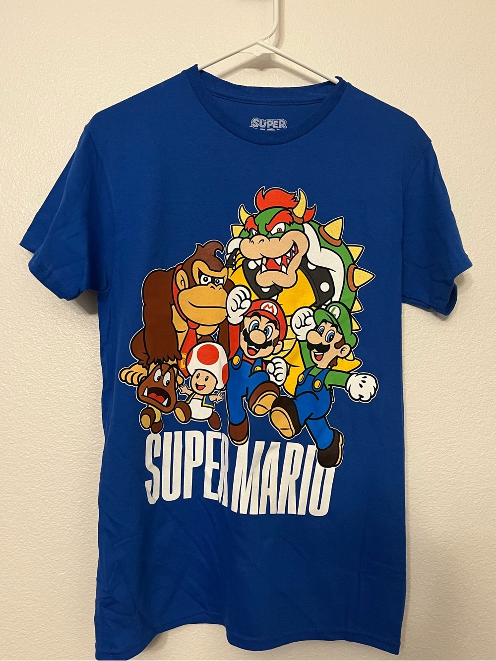 Super Mario Graphic Tee Blue Nintendo Shirt Bowser Luigi Donkey Kong